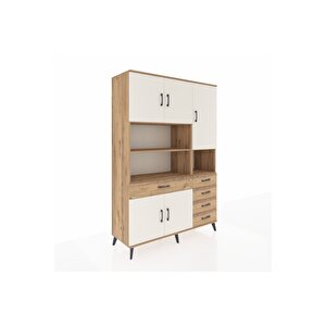 Hyperion Dolap 9 Raflı 5 Çekmeceli 5 Kapaklı 132x44x195 Çam-aytaşı/çam