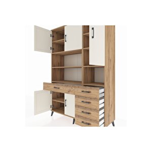 Hyperion Dolap 9 Raflı 5 Çekmeceli 5 Kapaklı 132x44x195 Çam-aytaşı/çam