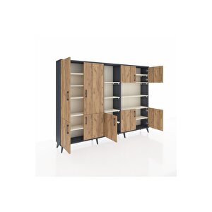 Arges Dolap 14 Raflı 9 Kapaklı 220x30x163 Antrasit-çam/aytaşı