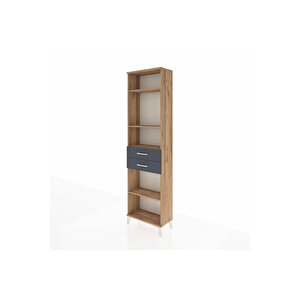 Arges Dolap 4 Raflı 2 Çekmeceli 60x30x221 Çam-antrasit