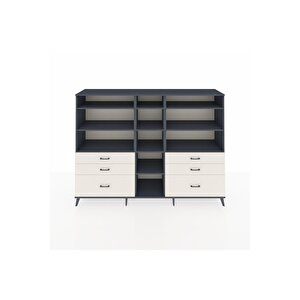 Hyperion Dolap 10 Raflı 6 Çekmeceli  220x44x163 Antrasit-antrasit/aytaşı