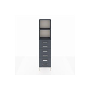 Arges Dolap 2 Raflı 6 Çekmeceli 44x30x182 Antrasit-antrasit