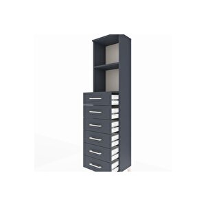 Arges Dolap 2 Raflı 6 Çekmeceli 44x30x182 Antrasit-antrasit