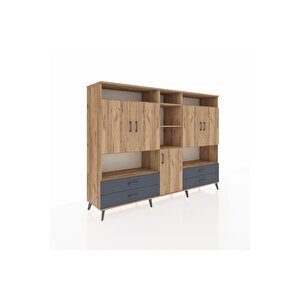 Hyperion Dolap 12 Raflı 4 Çekmeceli 5 Kapaklı 220x44x163 Çam-çam/antrasit