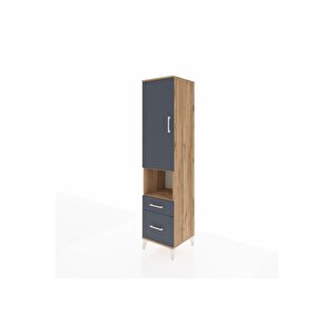 Hyperion Dolap 2 Raflı 2 Çekmeceli Tek Askılı 44x44x195 Çam-antrasit