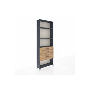 Arges Dolap 3 Raflı 3 Çekmeceli 88x30x243 Antrasit-çam
