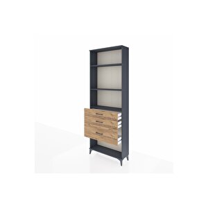 Arges Dolap 3 Raflı 3 Çekmeceli 88x30x243 Antrasit-çam