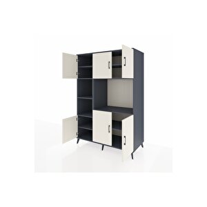 Kronos Dolap 9 Raflı 6 Kapaklı 132x59x195 Antrasit-aytaşı/antrasit