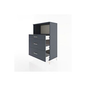 Hyperion Dolap Tek Raflı 3 Çekmeceli 88x44x134 Antrasit-antrasit