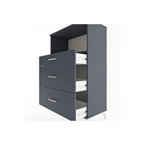 Hyperion Dolap Tek Raflı 3 Çekmeceli 88x44x134 Antrasit-antrasit