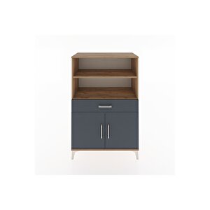 Hyperion Dolap 3 Raflı Tek Çekmeceli 2 Kapaklı 88x44x134 Çam-antrasit