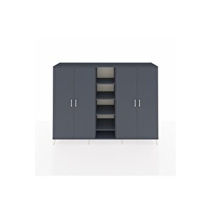 Hyperion Dolap 12 Raflı 4 Kapaklı 220x44x163 Antrasit-antrasit