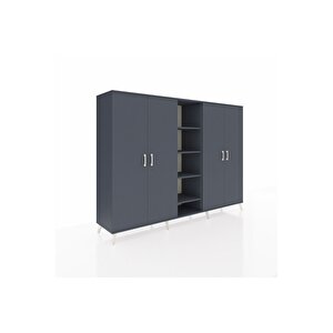 Hyperion Dolap 12 Raflı 4 Kapaklı 220x44x163 Antrasit-antrasit
