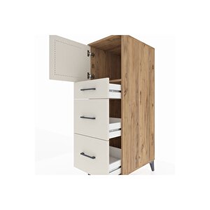 Kronos Dolap Tek Raflı 3 Çekmeceli Tek Kapaklı 44x59x134 Çam-aytaşı