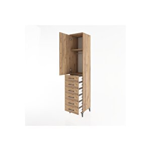 Hyperion Dolap 2 Raflı 6 Çekmeceli Tek Askılı 44x44x221 Çam-çam