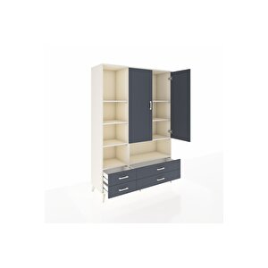 Hyperion Gardrop 8 Raflı 4 Çekmeceli 2 Kapaklı 132x44x195 Aytaşı-antrasit