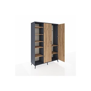 Hyperion Gardrop 7 Raflı 2 Kapaklı Tek Askılı 132x44x195 Antrasit-çam