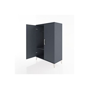 Hyperion Dolap Tek Raflı 2 Kapaklı Tek Askılı 88x44x134 Antrasit-antrasit