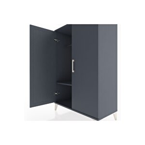 Hyperion Dolap Tek Raflı 2 Kapaklı Tek Askılı 88x44x134 Antrasit-antrasit