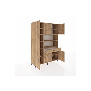 Hyperion Gardrop 10 Raflı Tek Çekmeceli 6 Kapaklı 132x44x195 Çam-çam