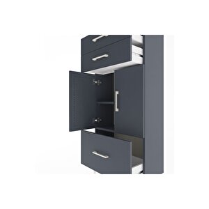 Arges Dolap 2 Raflı 3 Çekmeceli 2 Kapaklı 60x30x134 Antrasit-antrasit