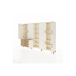 Arges Dolap 11 Raflı 3 Çekmeceli 7 Kapaklı 220x30x163 Aytaşı-aytaşı/çam