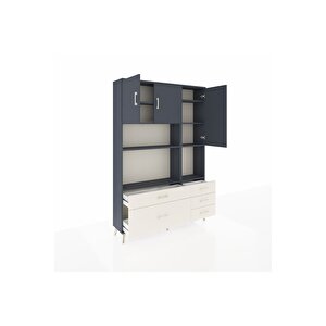Arges Dolap 8 Raflı 5 Çekmeceli 3 Kapaklı 132x30x195 Antrasit-antrasit/aytaşı