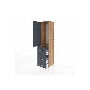 Hyperion Dolap Tek Raflı 3 Çekmeceli Tek Askılı 44x44x195 Çam-antrasit