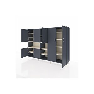 Hyperion Dolap 13 Raflı 7 Kapaklı 220x44x163 Antrasit-antrasit/aytaşı