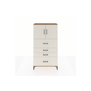 Arges Dolap 2 Raflı 4 Çekmeceli 2 Kapaklı 88x30x163 Çam-aytaşı