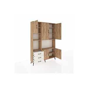Arges Dolap 9 Raflı 3 Çekmeceli 5 Kapaklı 132x30x195 Çam-çam/aytaşı