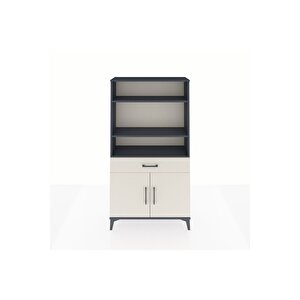 Arges Dolap 3 Raflı Tek Çekmeceli 2 Kapaklı 88x30x163 Antrasit-aytaşı