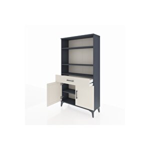 Arges Dolap 3 Raflı Tek Çekmeceli 2 Kapaklı 88x30x163 Antrasit-aytaşı