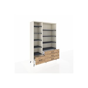 Hyperion Dolap 9 Raflı 4 Çekmeceli  132x44x195 Aytaşı-antrasit/çam