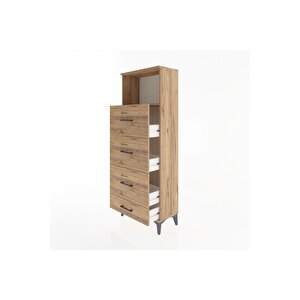 Arges Dolap Tek Raflı 4 Çekmeceli 60x30x163 Çam-çam