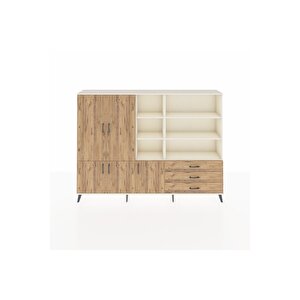 Arges Dolap 11 Raflı 3 Çekmeceli 5 Kapaklı 220x30x163 Aytaşı-çam