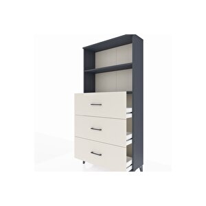 Arges Dolap 2 Raflı 3 Çekmeceli 88x30x182 Antrasit-aytaşı