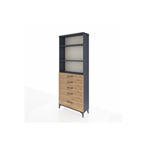 Arges Dolap 3 Raflı 5 Çekmeceli 88x30x221 Antrasit-çam