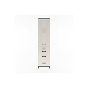 Hyperion Dolap 3 Raflı 5 Çekmeceli 2 Kapaklı 60x44x243 Antrasit-aytaşı