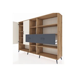 Hyperion Dolap 10 Raflı 2 Çekmeceli 2 Kapaklı 220x44x163 Çam-aytaşı/antrasit