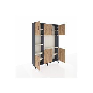 Arges Dolap 9 Raflı 6 Kapaklı 132x30x195 Antrasit-çam/aytaşı