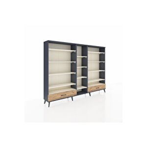 Arges Dolap 14 Raflı 2 Çekmeceli  220x30x163 Antrasit-aytaşı/çam