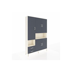 Arges Gardrop 10 Raflı 2 Çekmeceli 5 Kapaklı 132x30x195 Aytaşı-antrasit