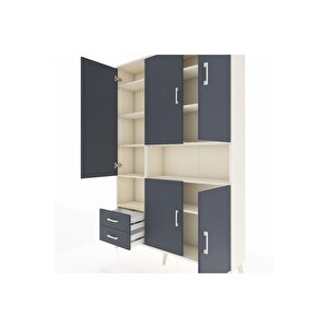 Arges Gardrop 10 Raflı 2 Çekmeceli 5 Kapaklı 132x30x195 Aytaşı-antrasit