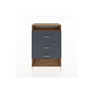 Hyperion Dolap Tek Raflı 3 Çekmeceli 88x44x134 Çam-antrasit