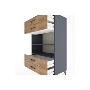Hyperion Dolap 2 Raflı 4 Çekmeceli 88x44x134 Antrasit-çam