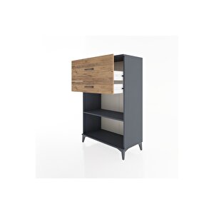 Hyperion Dolap Tek Raflı 2 Çekmeceli 88x44x134 Antrasit-çam