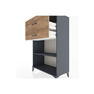 Hyperion Dolap Tek Raflı 2 Çekmeceli 88x44x134 Antrasit-çam