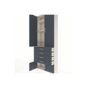 Arges Dolap 4 Raflı 4 Çekmeceli 4 Kapaklı 88x30x243 Aytaşı-antrasit