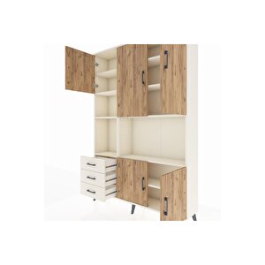 Arges Dolap 9 Raflı 3 Çekmeceli 5 Kapaklı 132x30x195 Aytaşı-çam/aytaşı